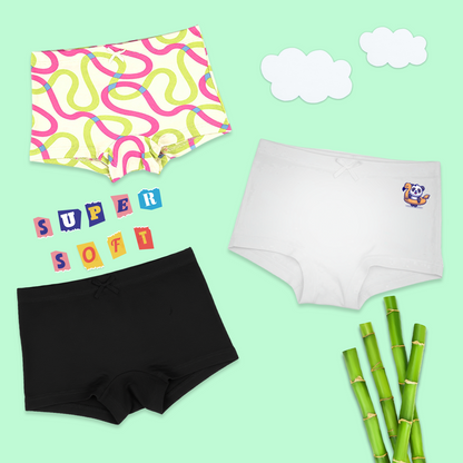 3 Pack Girls Bamboo BoyShorts