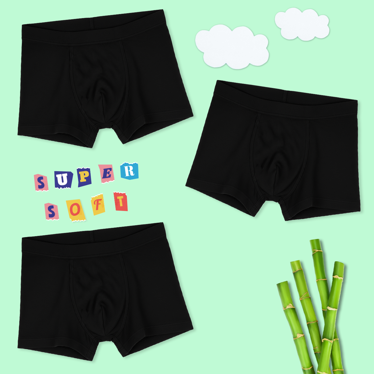 3 Pack Boys Bamboo Trunks