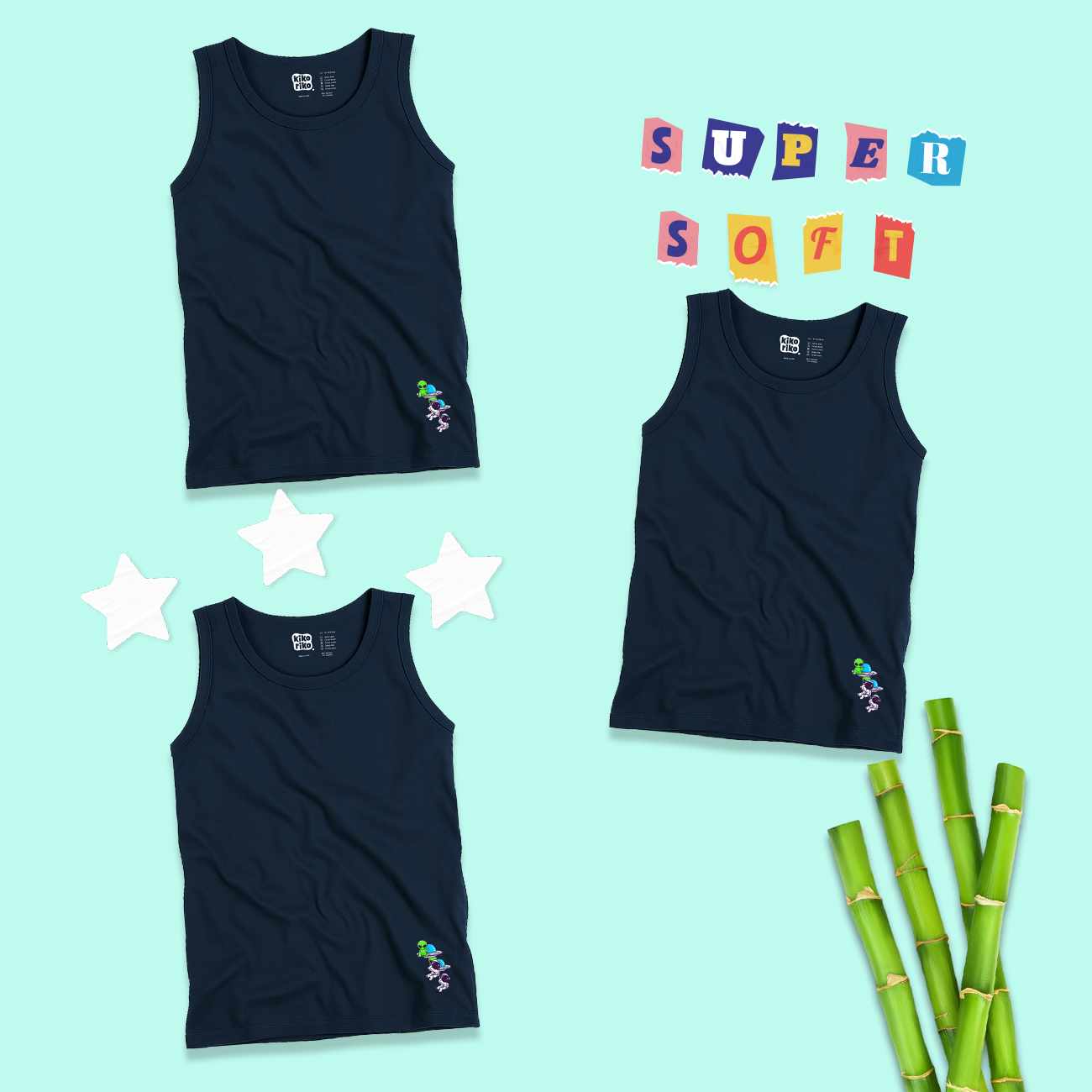 3 Pack Boys Bamboo Vests