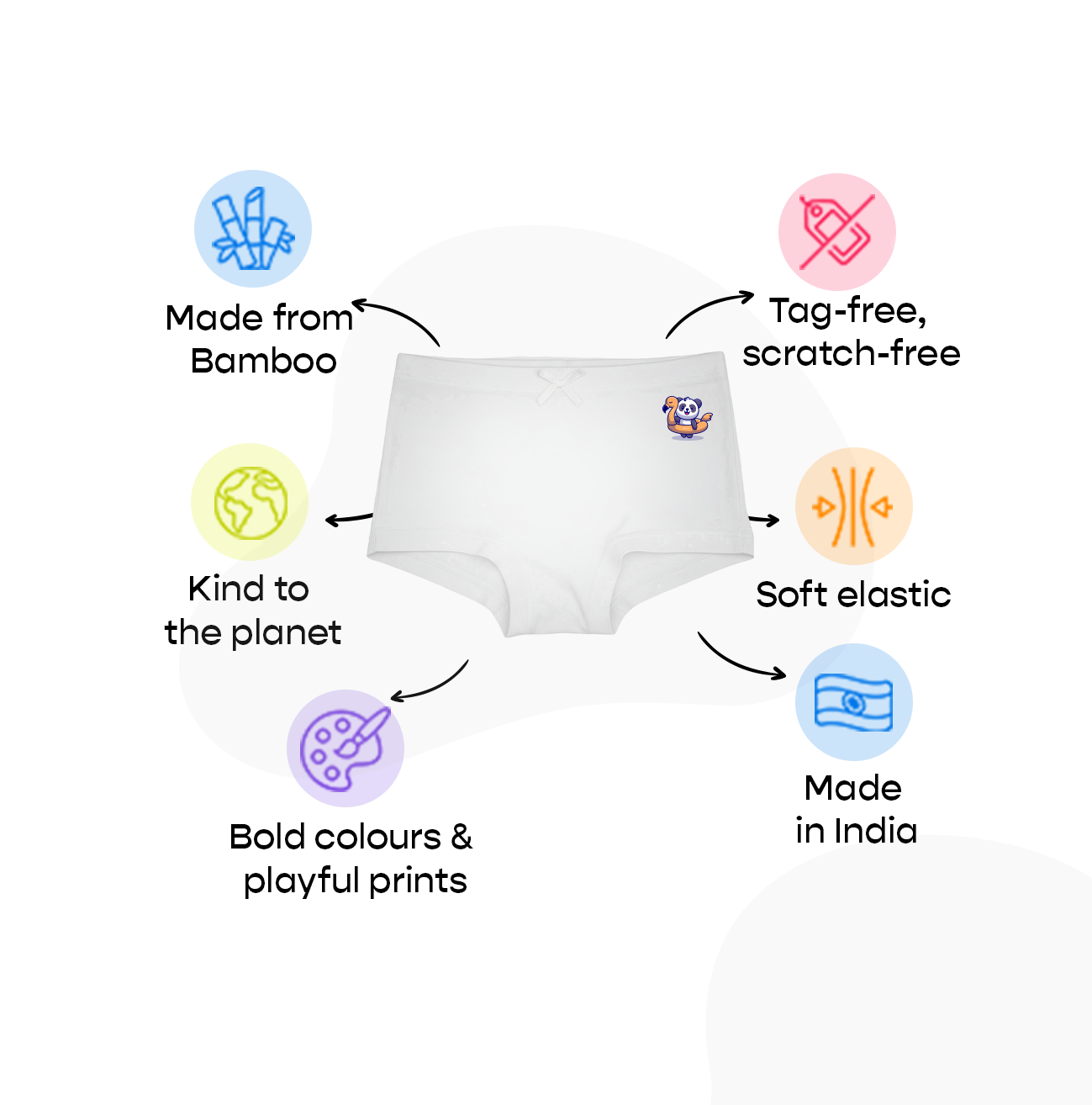 3 Pack Girls Bamboo BoyShorts