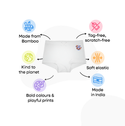 3 Pack Girls Bamboo BoyShorts