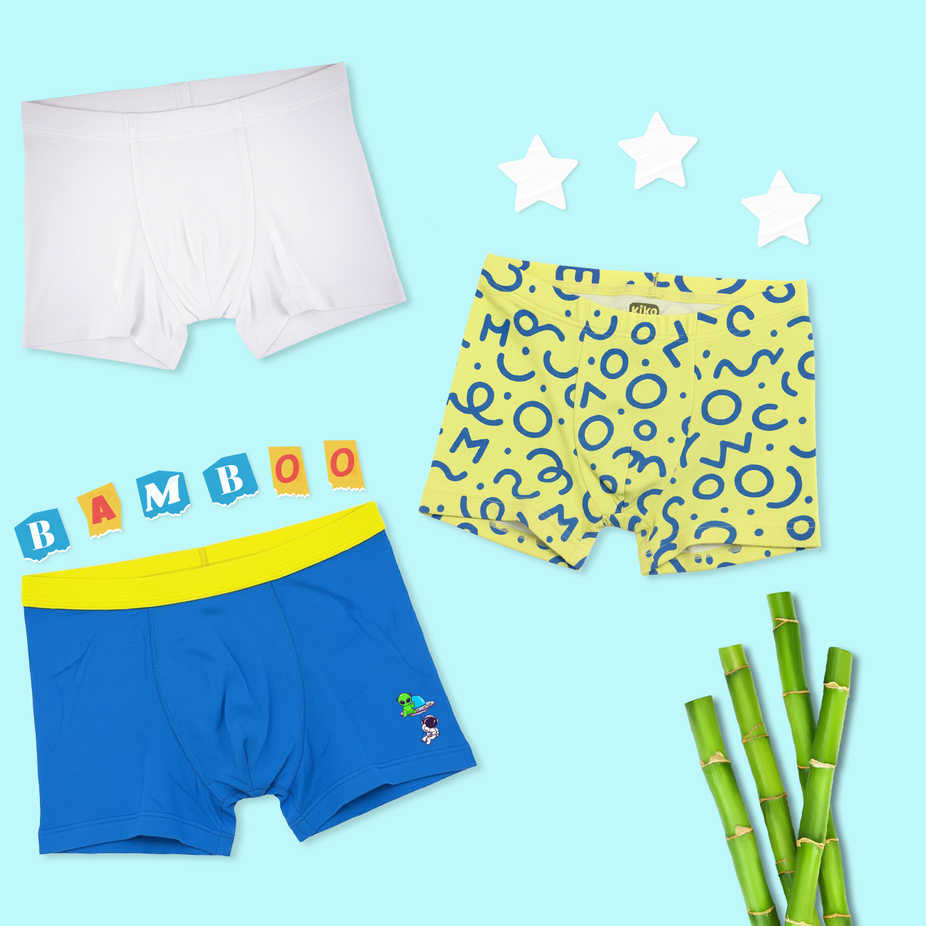 3 Pack Boys Bamboo Trunks