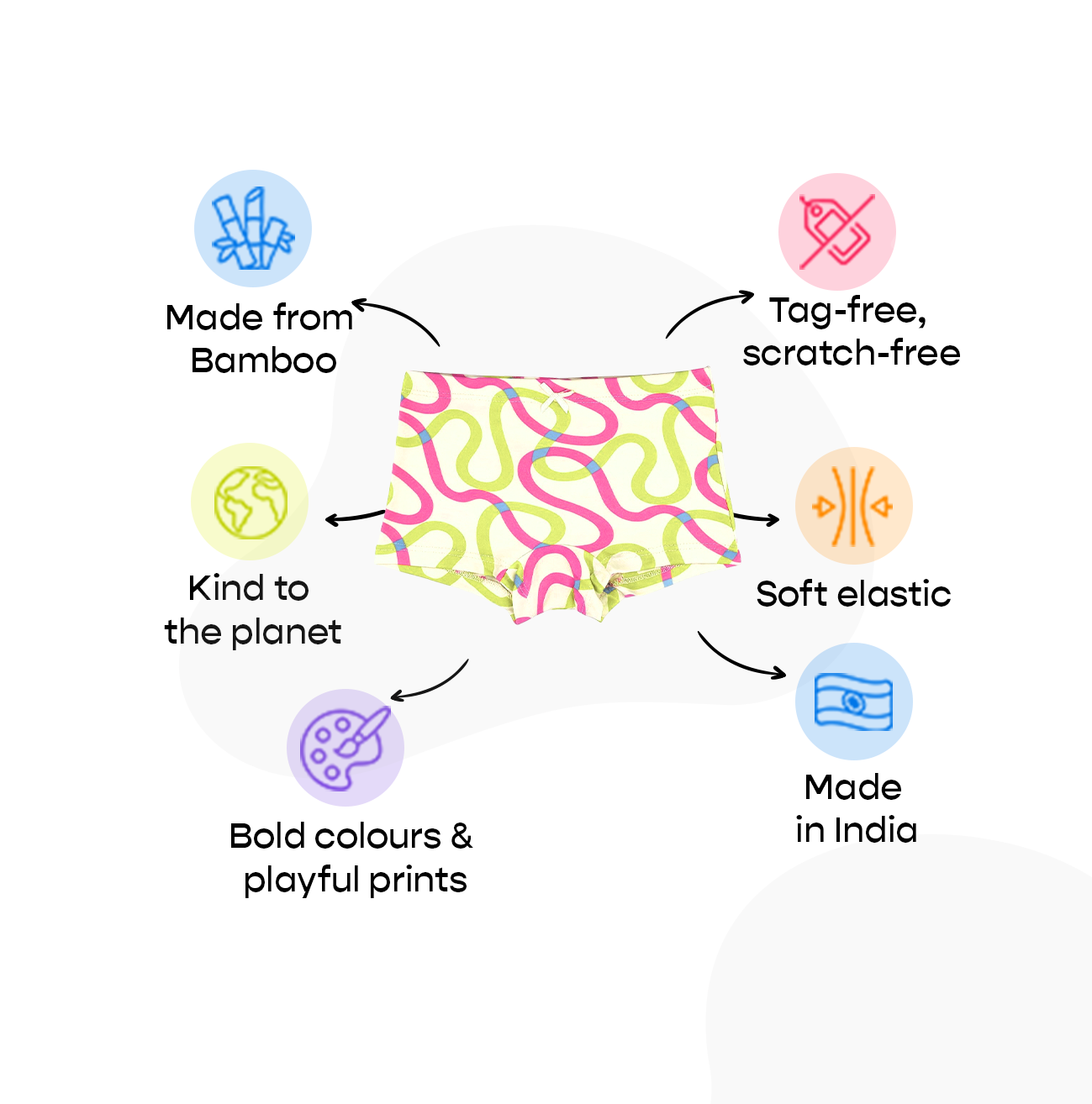 3 Pack Girls Bamboo BoyShorts