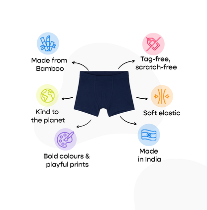 3 Pack Boys Bamboo Trunks