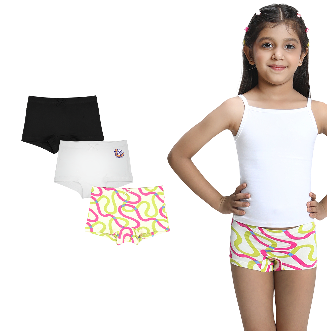 3 Pack Girls Bamboo BoyShorts