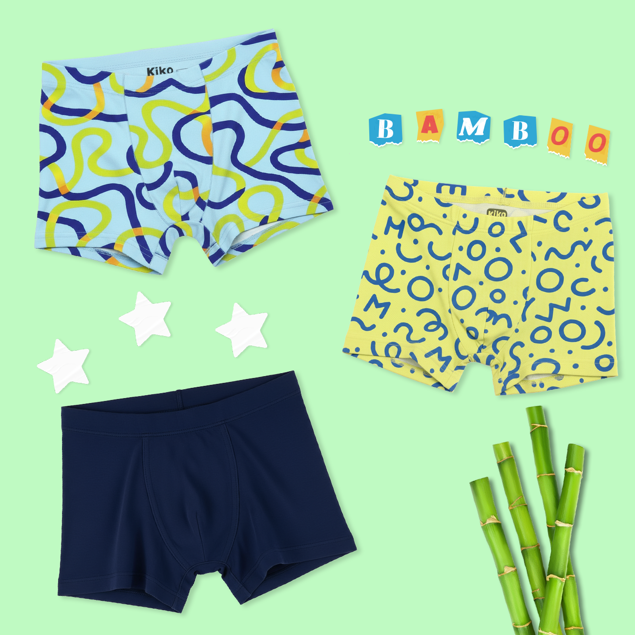 3 Pack Boys Bamboo Trunks
