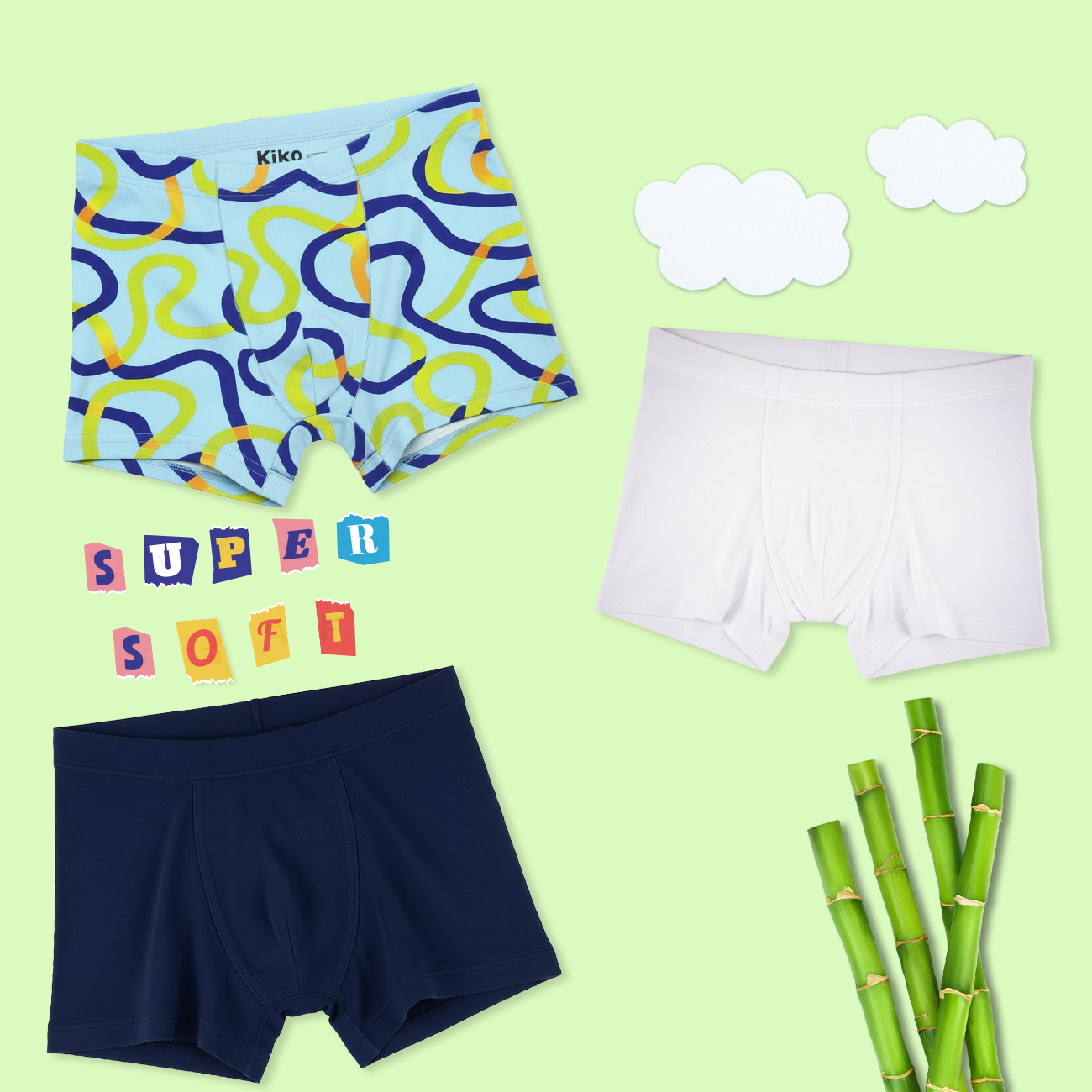 3 Pack Boys Bamboo Trunks
