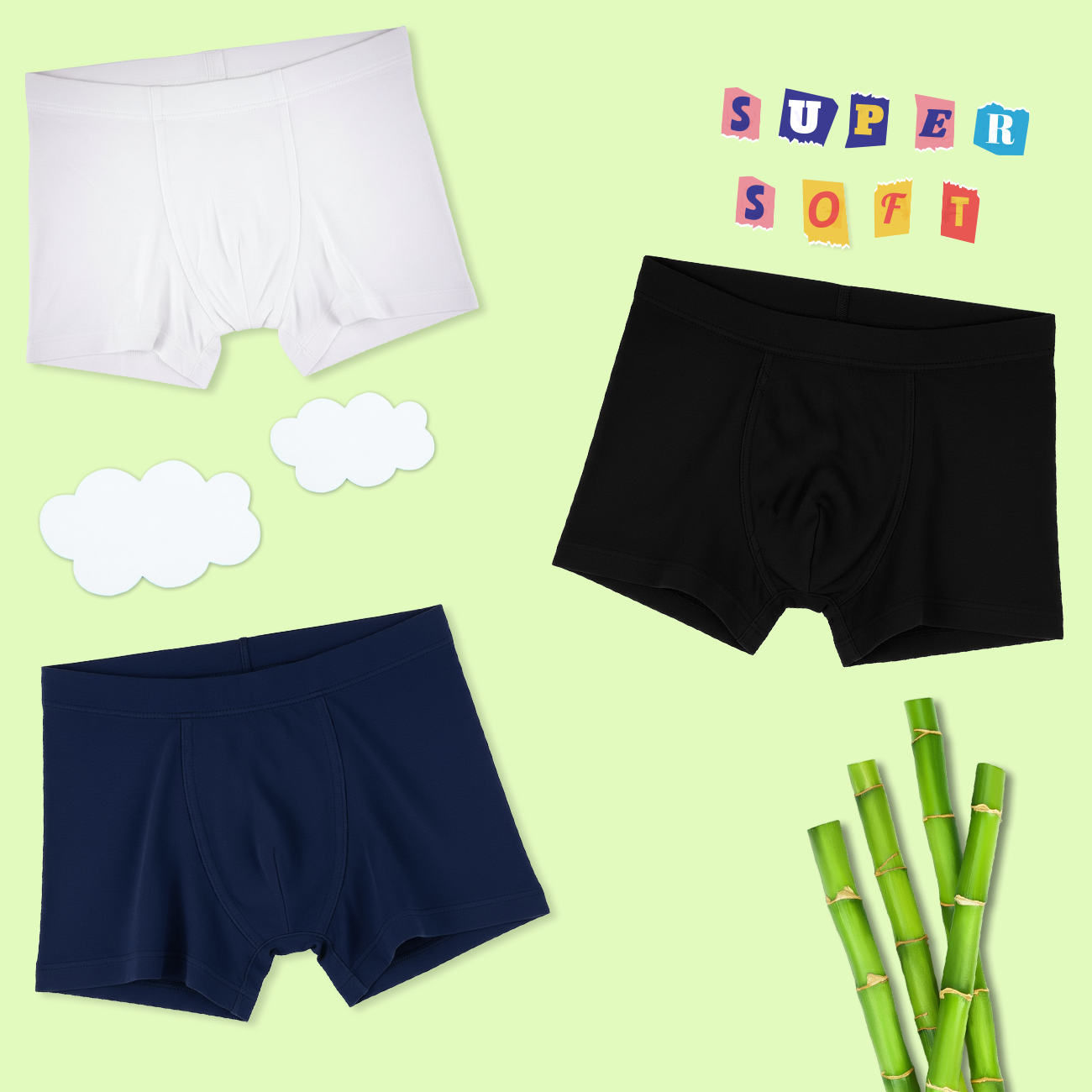 3 Pack Boys Bamboo Trunks