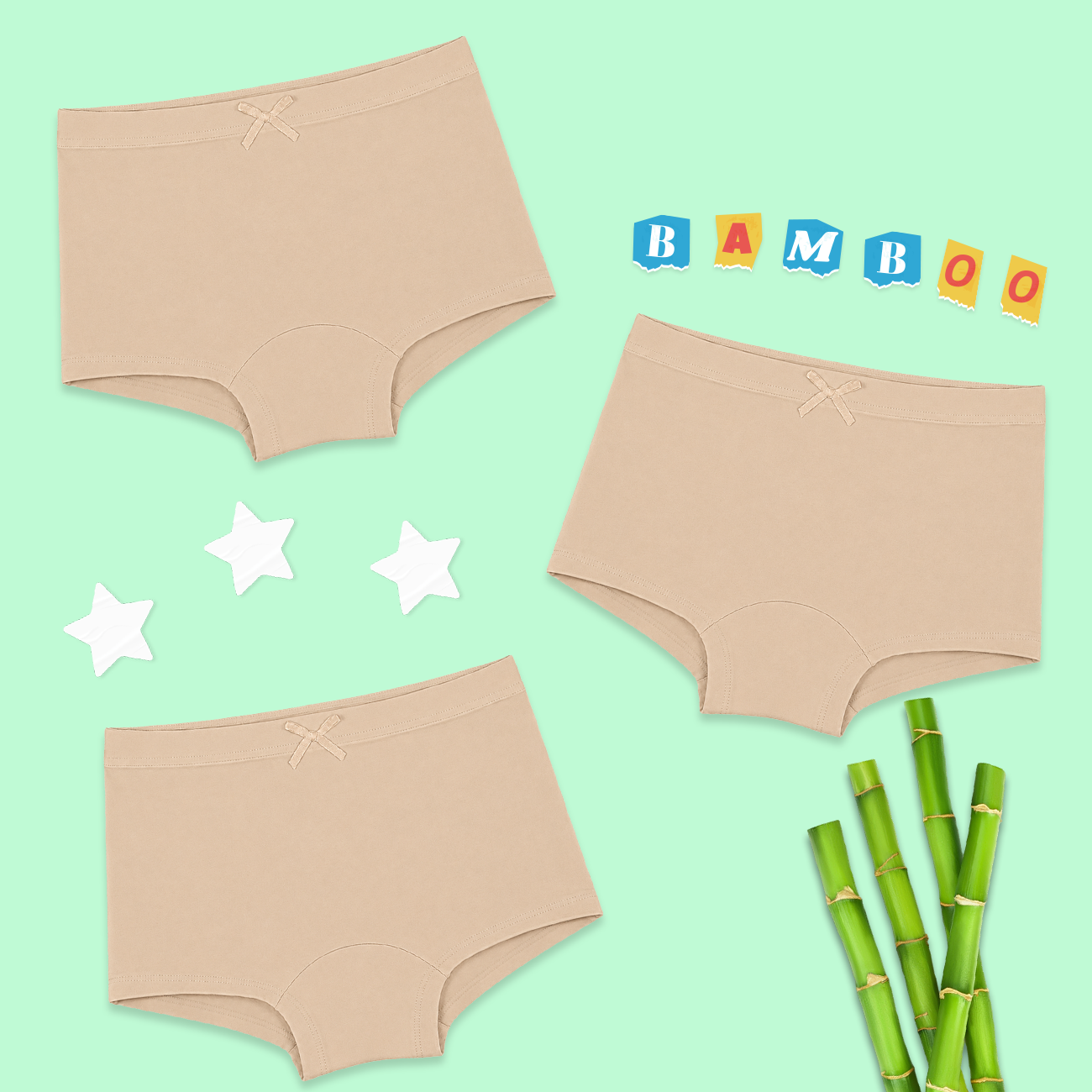 3 Pack Girls Bamboo BoyShorts