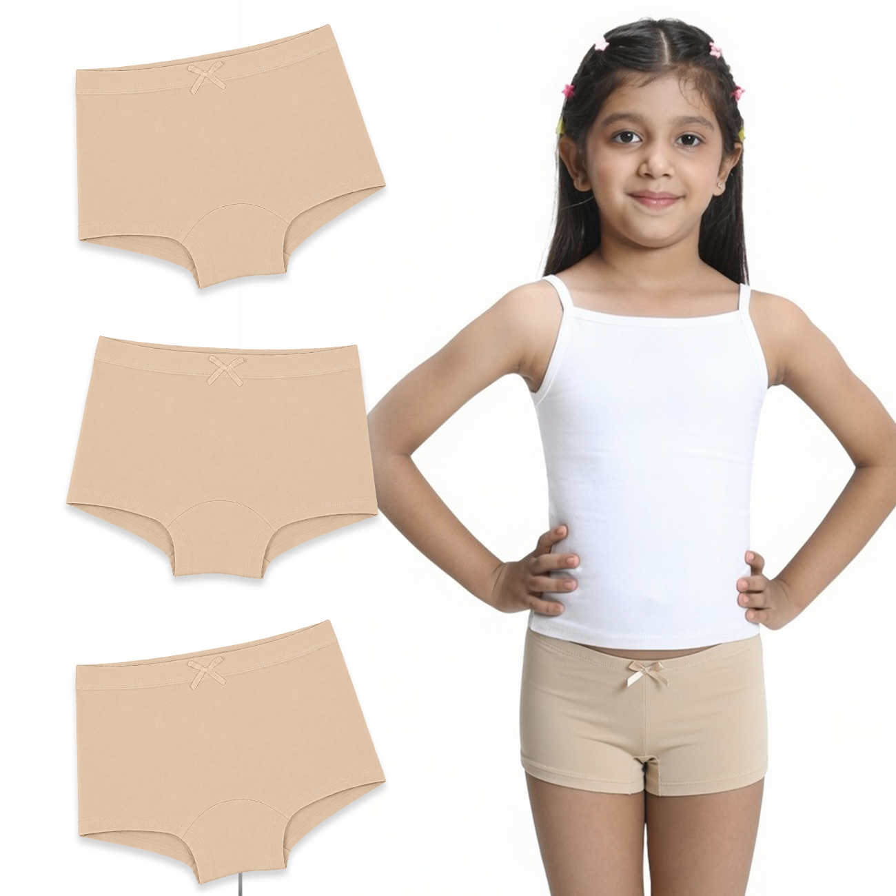 3 Pack Girls Bamboo BoyShorts