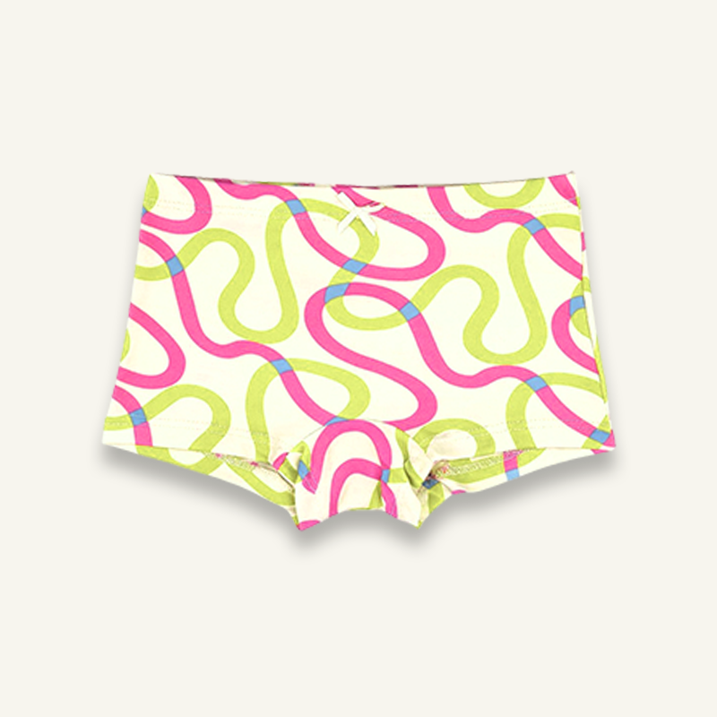 Light purple kids’ underwear with a colorful rainbow star print for girls