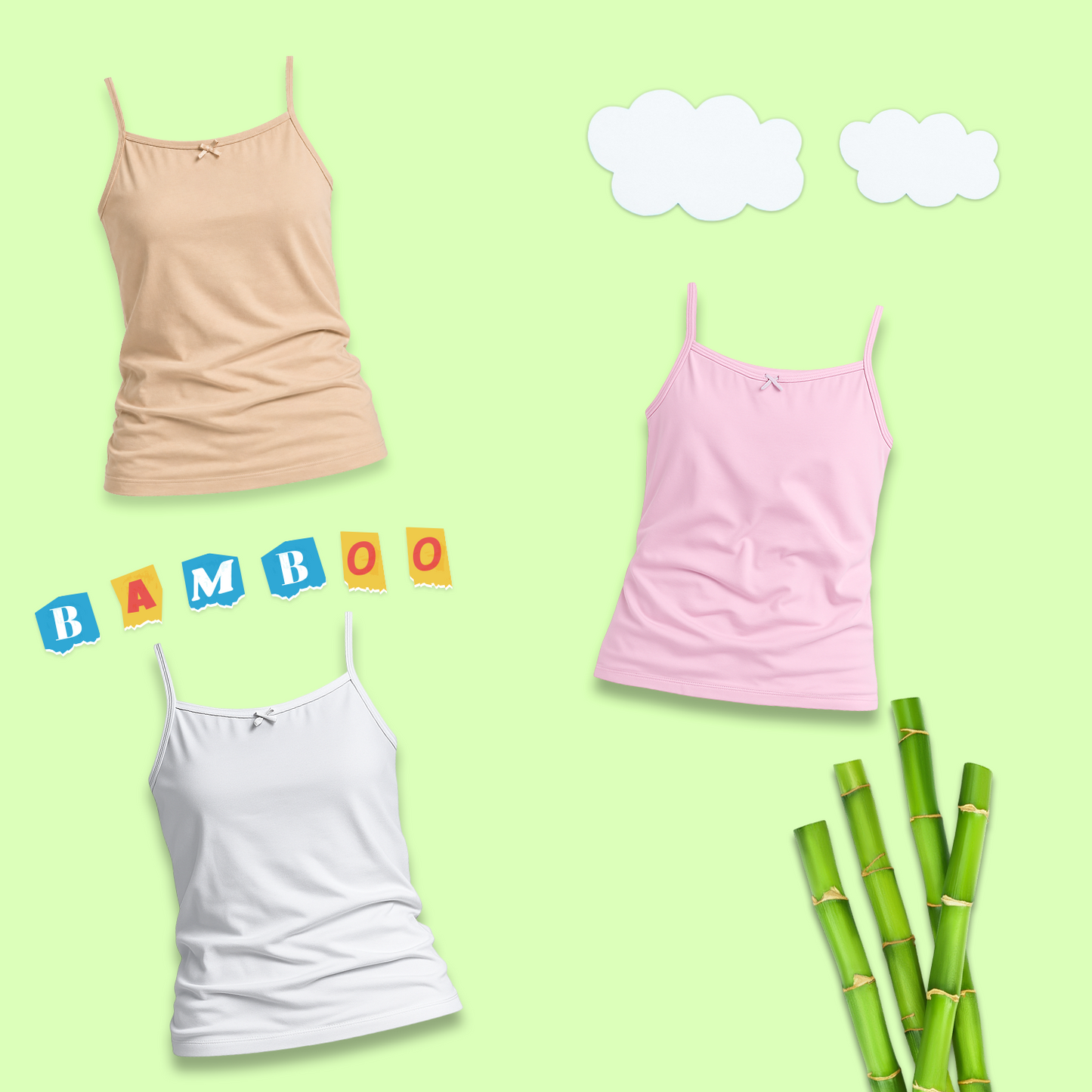 3 Pack Girls Bamboo Camisoles
