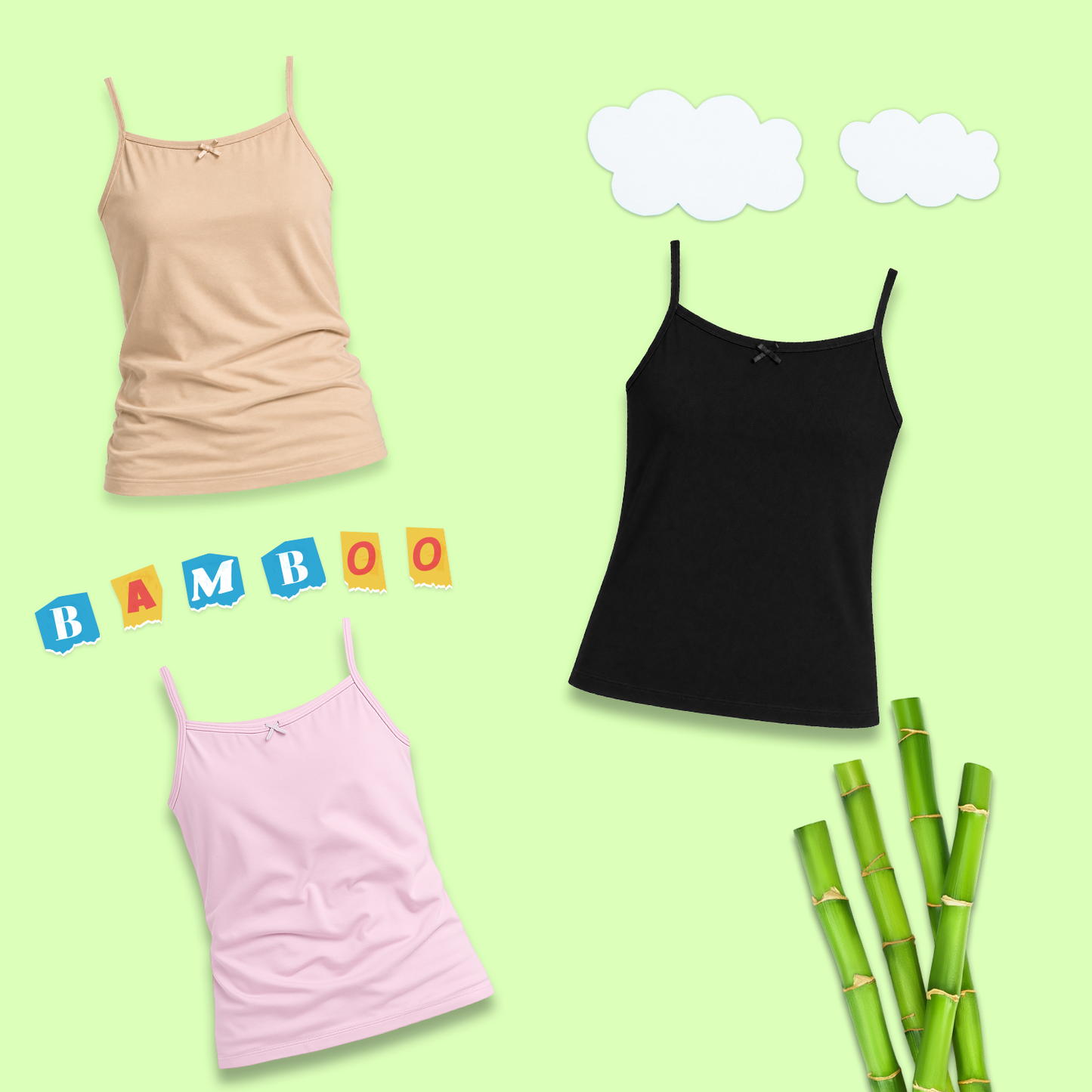 3 Pack Girls Bamboo Camisoles