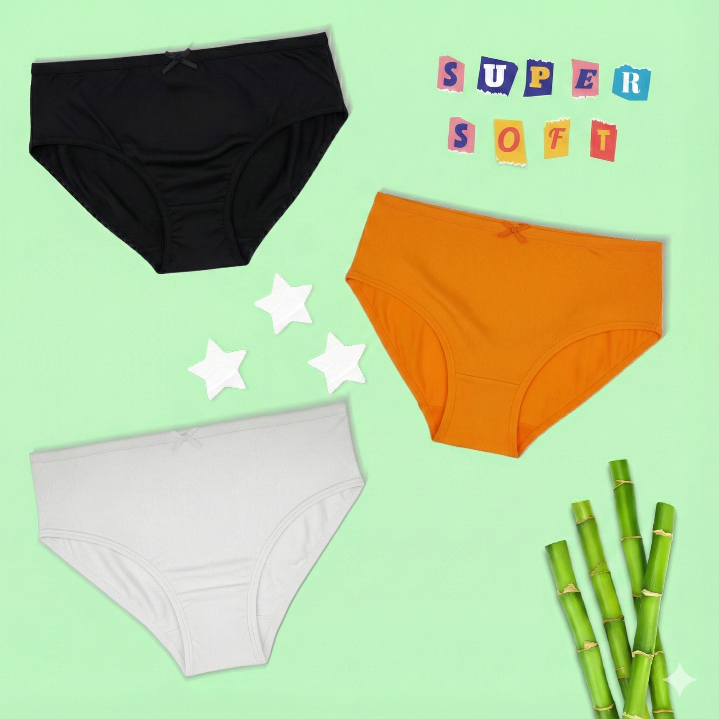 3 Pack Girls Bamboo Panties